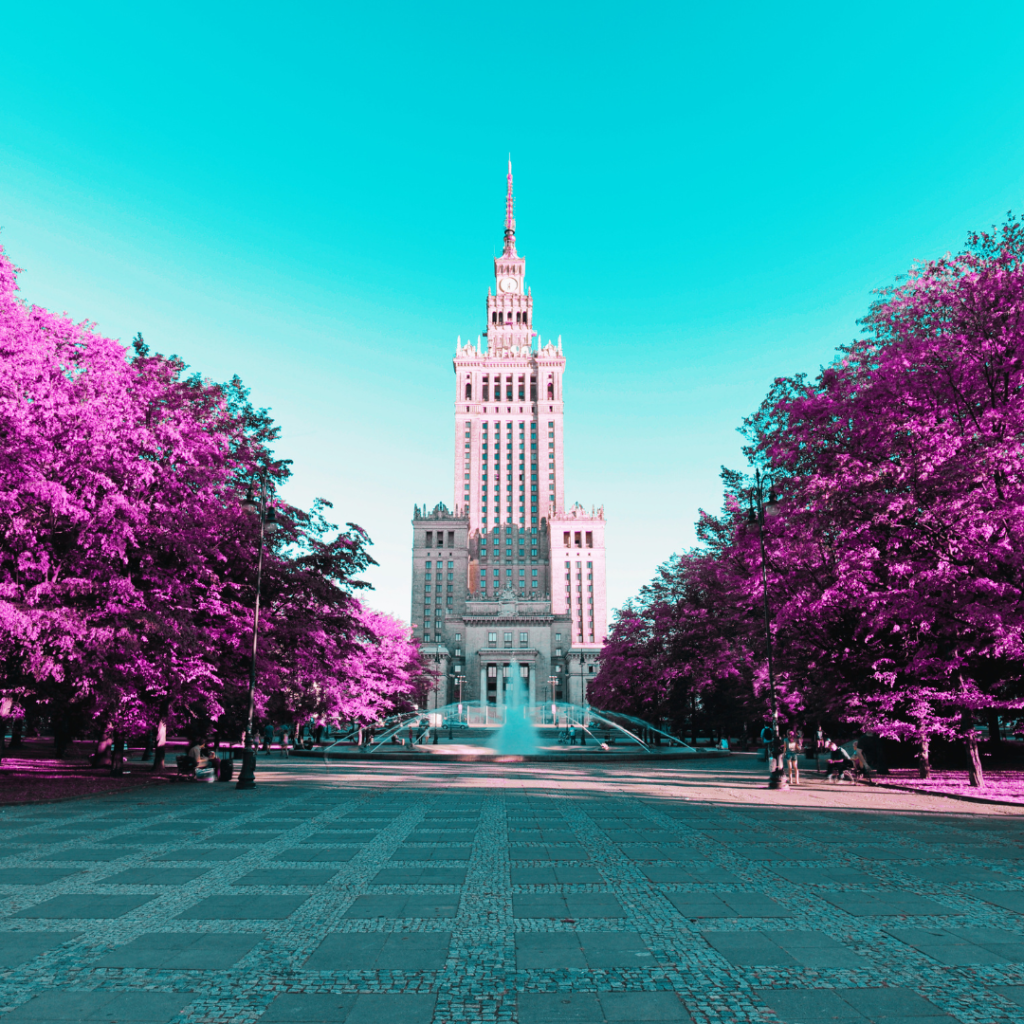 The palace of culture in Warsaw.