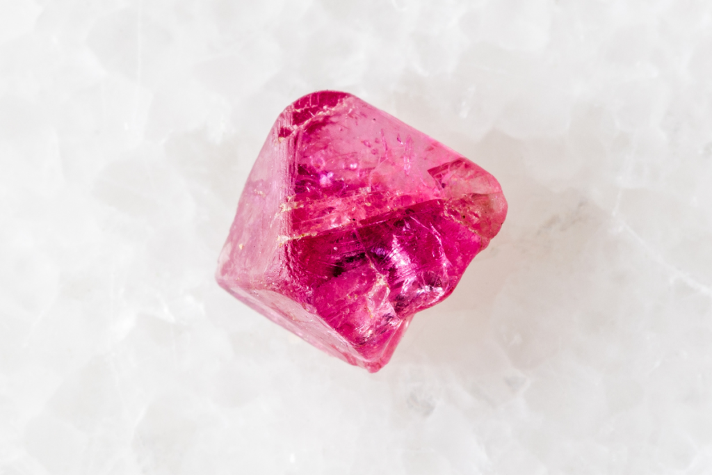 A rough pink spinel.