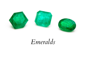Three emeralds over a text saying: emeralds.
