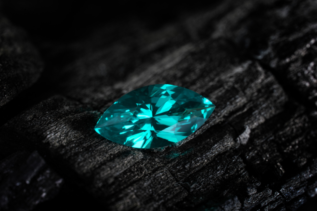 A stunning Paraiba Tourmaline in marquise cut.