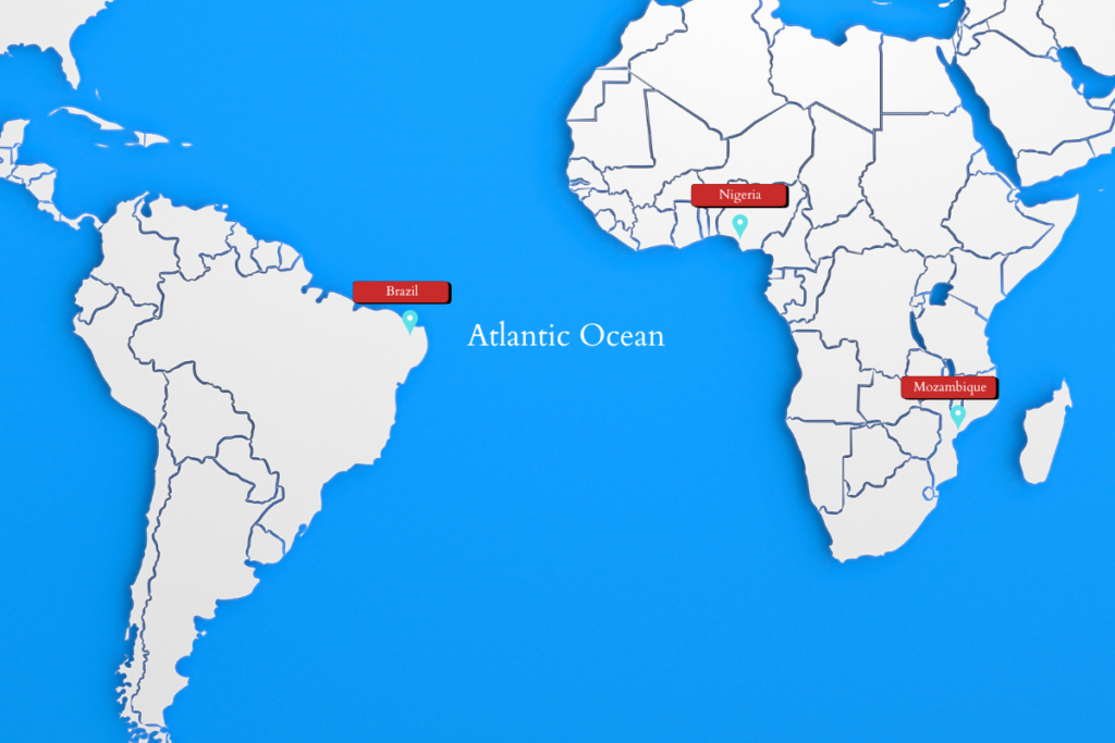 A map showing the geographic location of the Paraiba Tourmaline mines.
