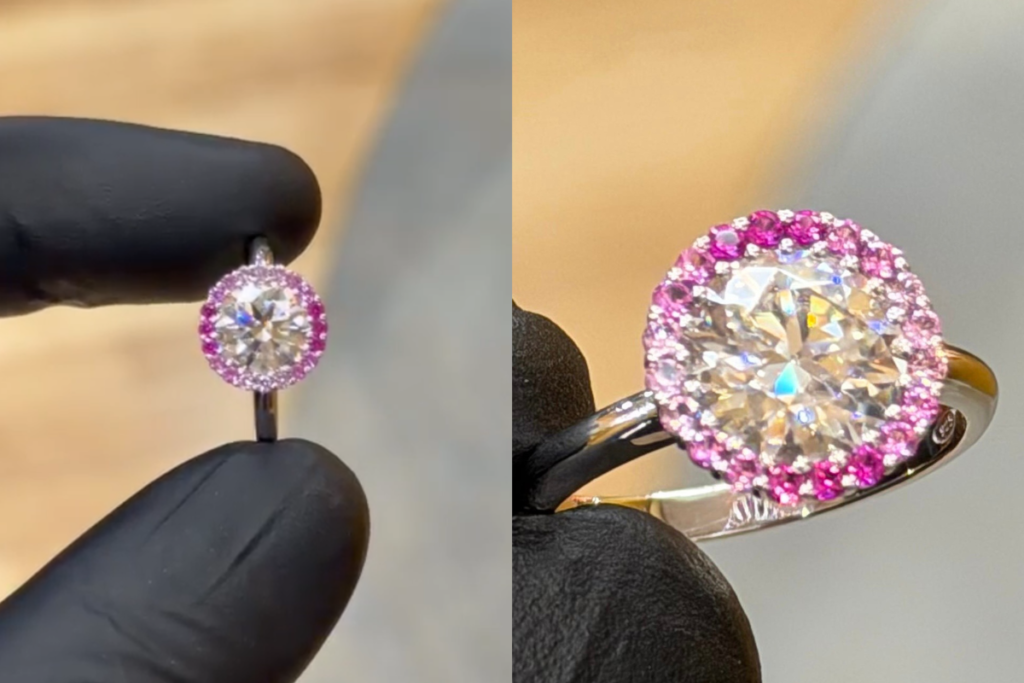 Our new design signed by Valentina Leardi: Ombre ring with ombre sapphires and 2.5ct diamond. Available in different colors and with different gemstones. Launching Soon!