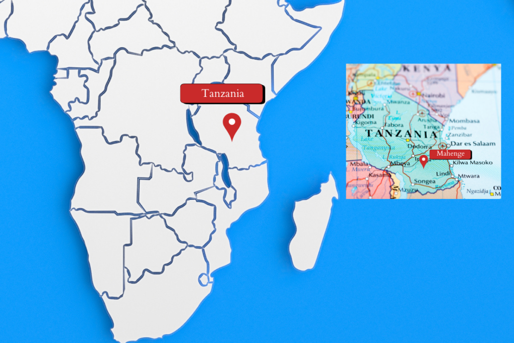 A map showing the exact location and origin of Mahenge Spinels