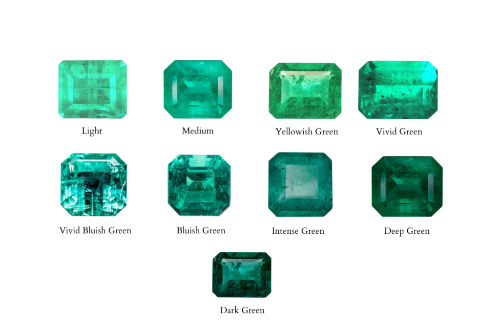 The emerald color gradient showing all possible variation in the hue and saturation.