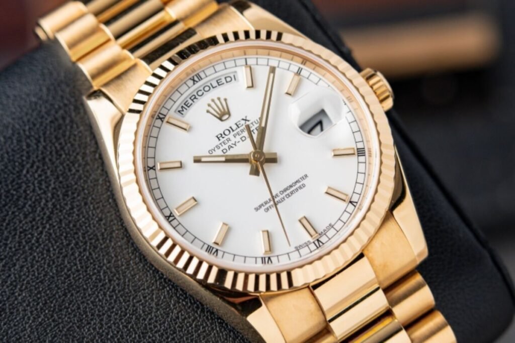 Rolex presidential with italian days in 18k gold. Credit: Rolex.com