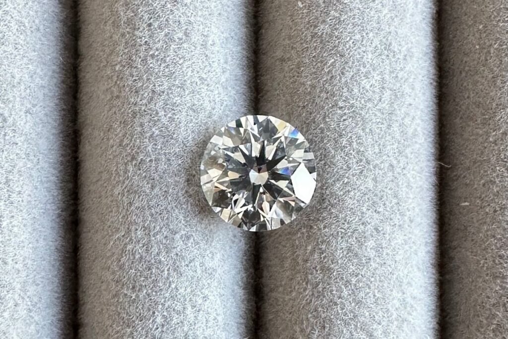A macro shot of one of our sourced diamond with ideal proportions of the cut to maximize the sparkle and the character.
