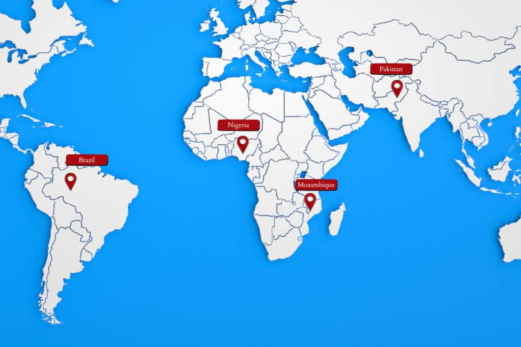 A map showing the main deposit of aquamarine.