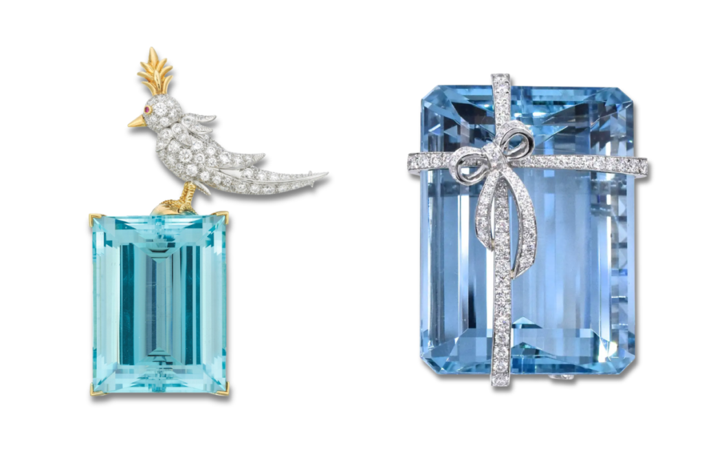 Two beautiful brooches by Tiffany & Co. On the left: the iconic bird of the rock by Shlumberger.