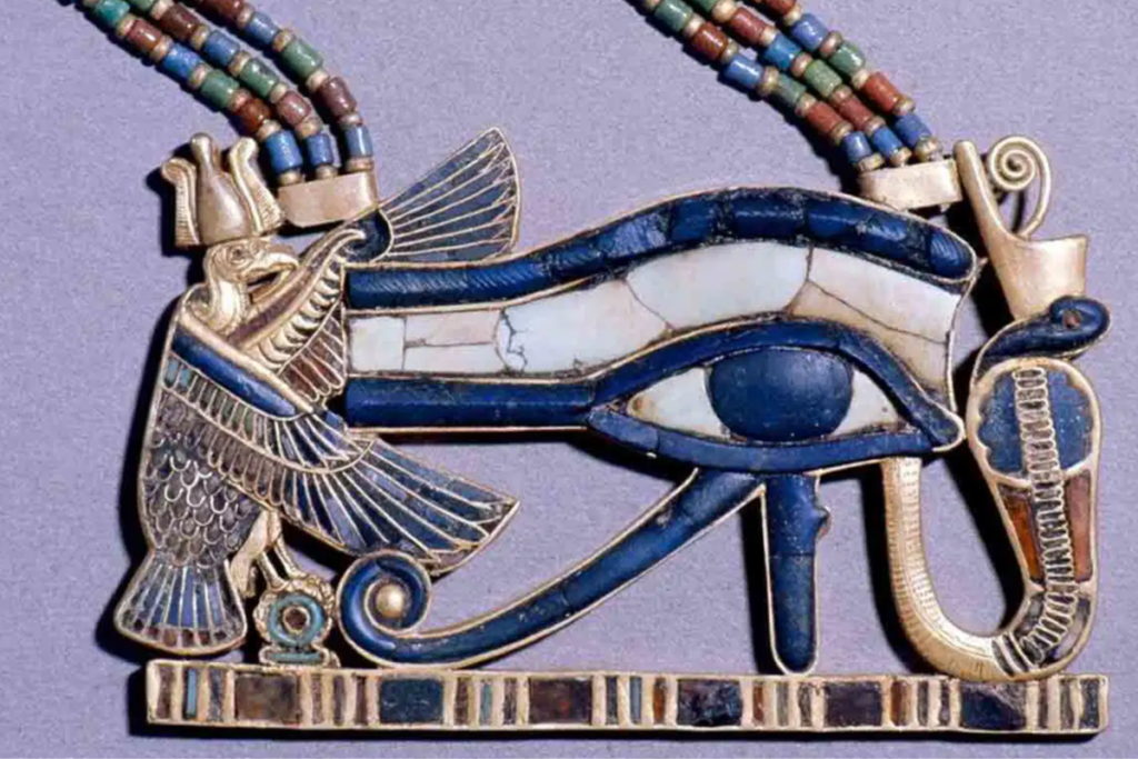 Egyptian eye of Horus, a breast plate at British Museum. Credit: British Museum.