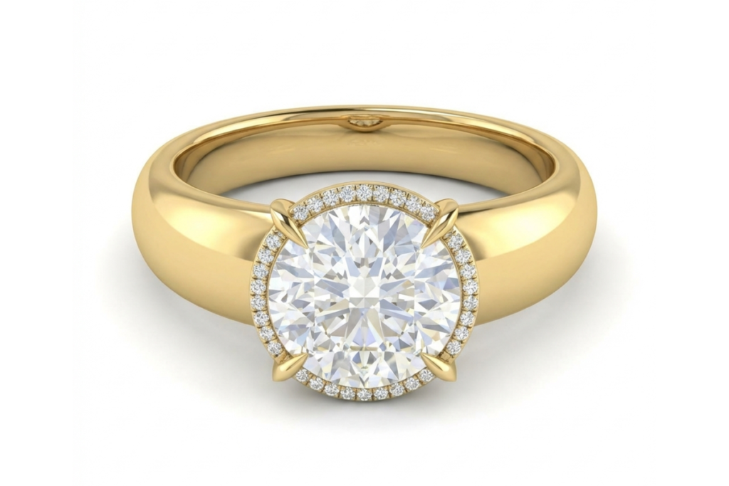 A new bespoke anniversary ring by Valentina Leardi featuring a 2.5ct diamond with diamond halo.